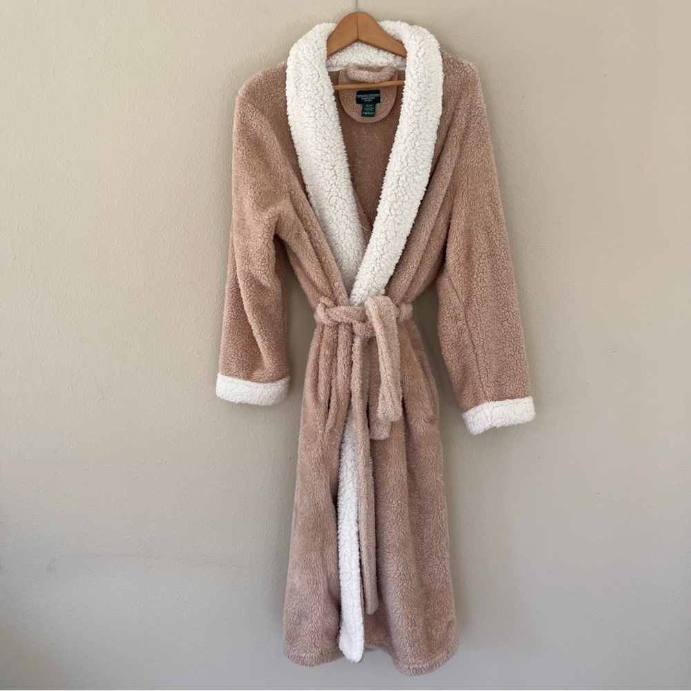 Hammacher Schlemmer Womens Robe L/XL Executive Sherpa Hyge Cozy Luxury Old Money